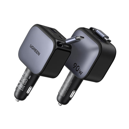 UGREEN 90W Fast Car Charger with Retractable Cable – EC603 - 55909B