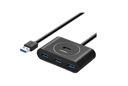UGREEN 20290 USB3.0 4PT HUB W/USB-C PWR-BK
