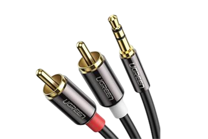 UG 10584 3.5MM M TO 2RCA M AUD 2M CAB-BK