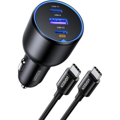 UGREEN 130W 3-Ports Car Charger - With 100W Cable 1m - 2x USB-C & USB-A - USB-C1 [UG-55511]