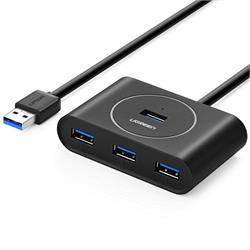 UGREEN 20290 USB3.0 4PT HUB W/USB-C PWR-BK