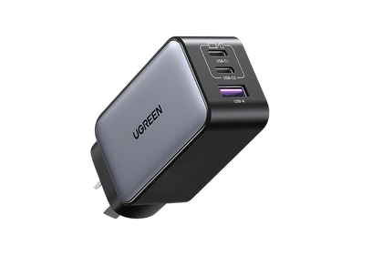 UGREEN Nexode 65W Triple Ports GaN Wall Power Charger - 1x USB-A & 2x USB-C - For Laptops, iPhone & iPad