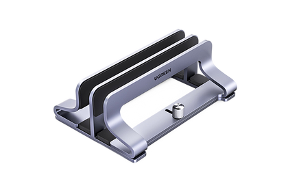 UGREEN LP258-60643 Vertical Dual Slots Laptop/Tablet Stand - Space Grey, Space Saving Upright Storage, Compatible with 12-26mm thickness Apple MacBook & iPad and Tablets