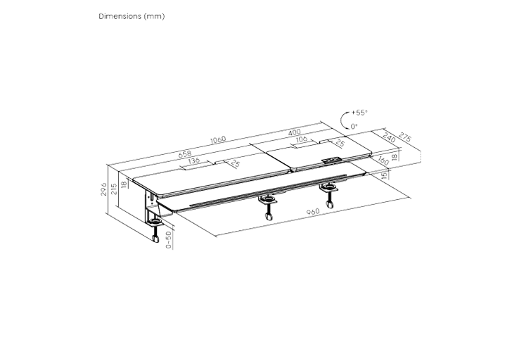 Konic 2-Layer Clamp-On Monitor & Laptop Riser with Height-Adjustable L ...