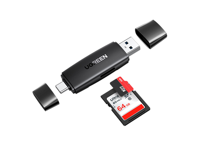 UGREEN SD Card Reader USB Type C OTG USB 3.0 Micro SD Memory Card Reader Adapter with 2 Slots for TF, SD, Micro SD, SDXC, SDHC, MMC, RS-MMC, Micro SDXC, Micro SDHC, UHS-I for Mac, Windows, Linux, PC