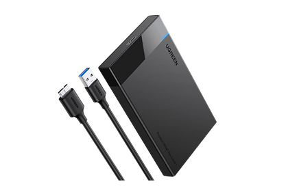 UGREEN Hard Drive Enclosure, 2.5 Inch Hard Disk Case HDD SSD Reader, USB 3.0 to SATA Cable for 9.5mm 7mm SATA III II I, Support Up to 6TB UASP High Speed, Tool-Free, Windows, macOS, Linux, Black