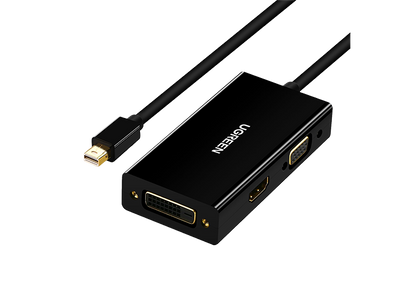 UGREEN Mini DisplayPort Thunderbolt 2 to HDMI DVI VGA Adapter 4K Resolution Converter Video 3 in 1 Adapter Cable Compatible with Mac Pro Air, iMac, Surface Pro 3 4 5 6, Lenovo ThinkPad and More, Black