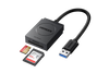UGREEN SD Card Reader USB 3.0 Dual Slot Flash Memory Card Reader TF, SD, Micro SD, SDXC, SDHC, MMC, RS-MMC, Micro SDXC, Micro SDHC, UHS-I for Mac, Windows, Linux, Chrome, Read 2 Cards Simultaneously
