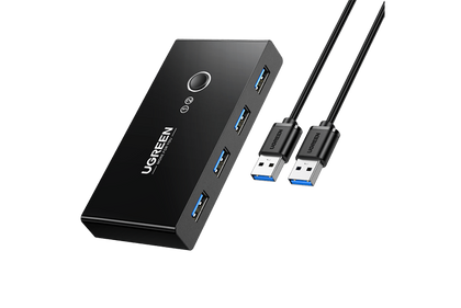 Ugreen USB 3.0 4-Port Switch With 2 Pack USB Male Cable