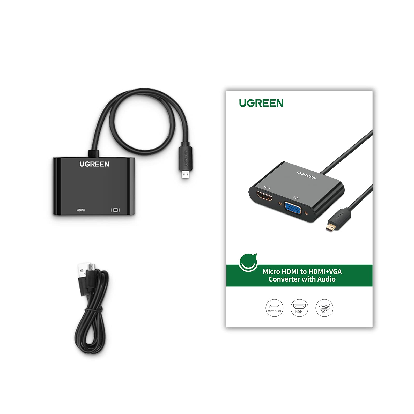 UGREEN Active Micro HDMI to HDMI Converter, Micro HDMI to VGA
