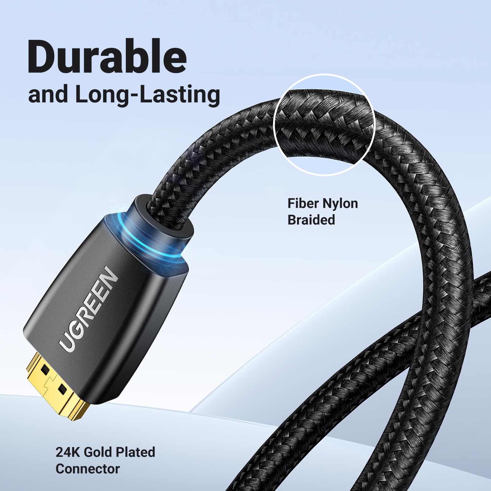 UGREEN 4K HDMI Cable Braided High Speed HDMI 2.0 Cord 18Gbps with Ethernet Support 4K 60HZ 3D 1080P Audio Return Compatible for Nintendo Switch, PS5 PS4, PS3, Roku, TV Box, HDTV - 6.6 Feet