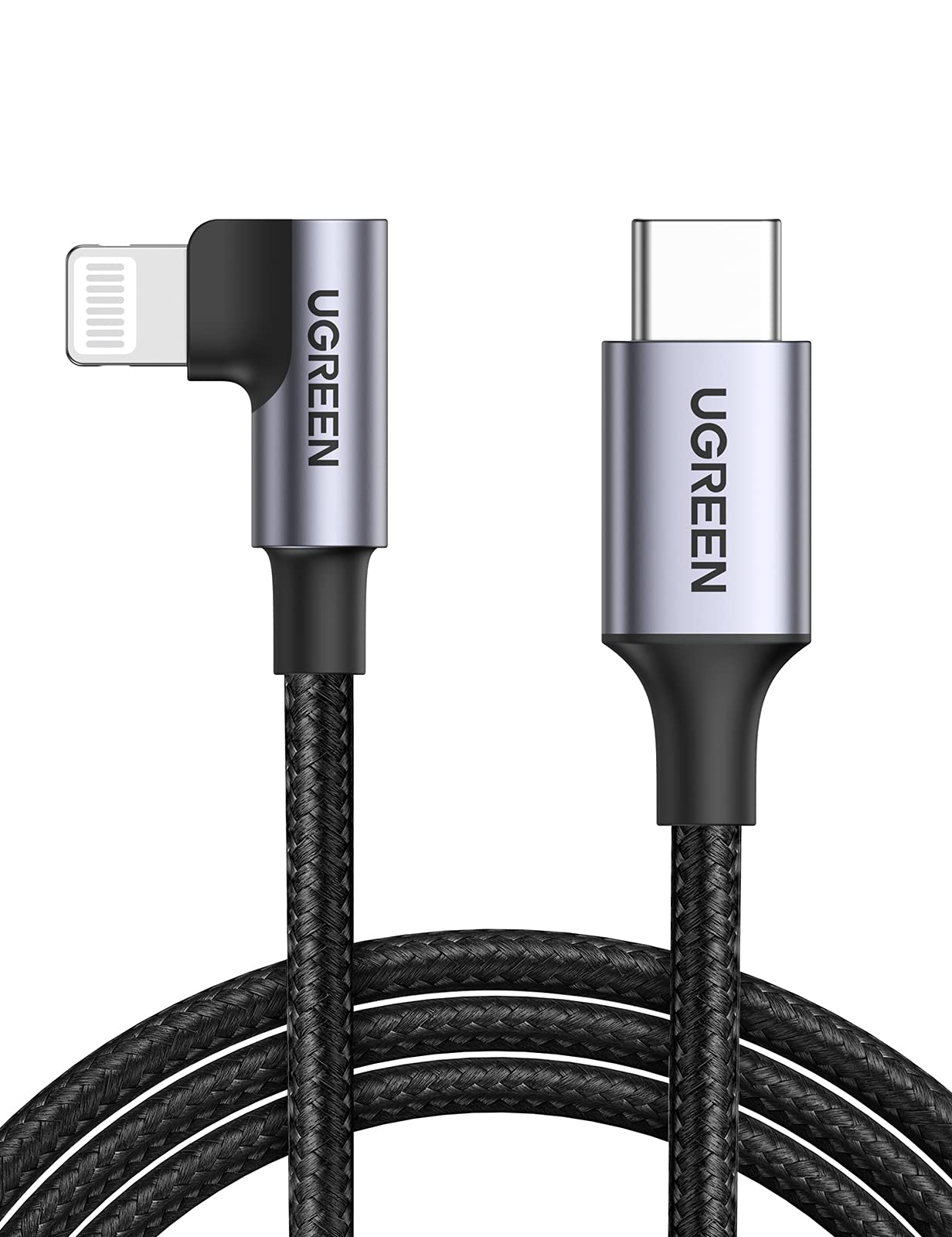 UGREEN USB C to Lightning Cable Right Angle 90 Degree Braided MFi