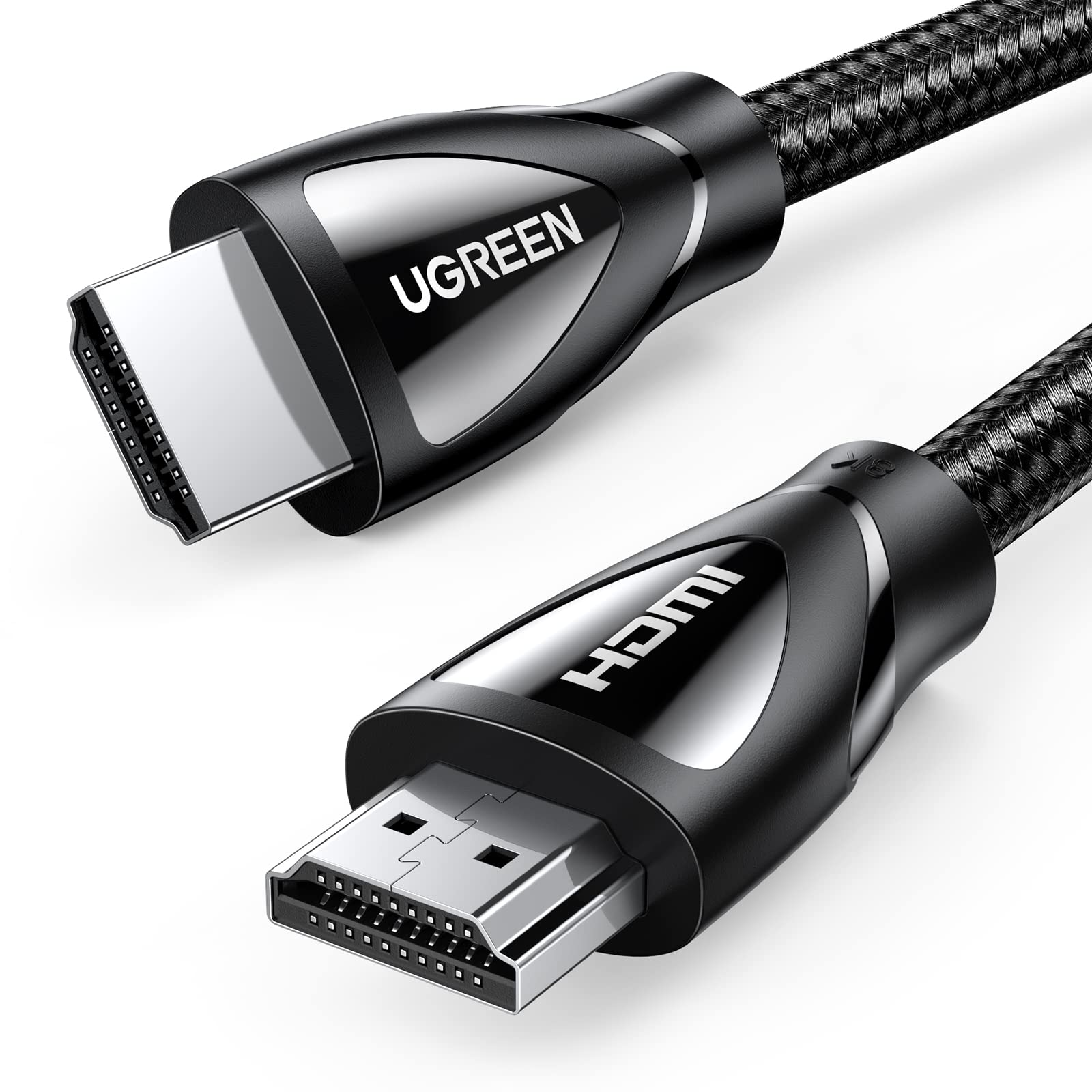 UGREEN HDMI 2.1 Cable 6FT, 8K HDMI Cable 4K@240Hz 8K@60Hz 48Gbps Ultra High Speed Braided HDMI Cord, eARC HDR10 HDCP 2.2&2.3 HDMI Cable Compatible with PS5/Xbox Series X/Roku TV/HDTV/Blu-ray