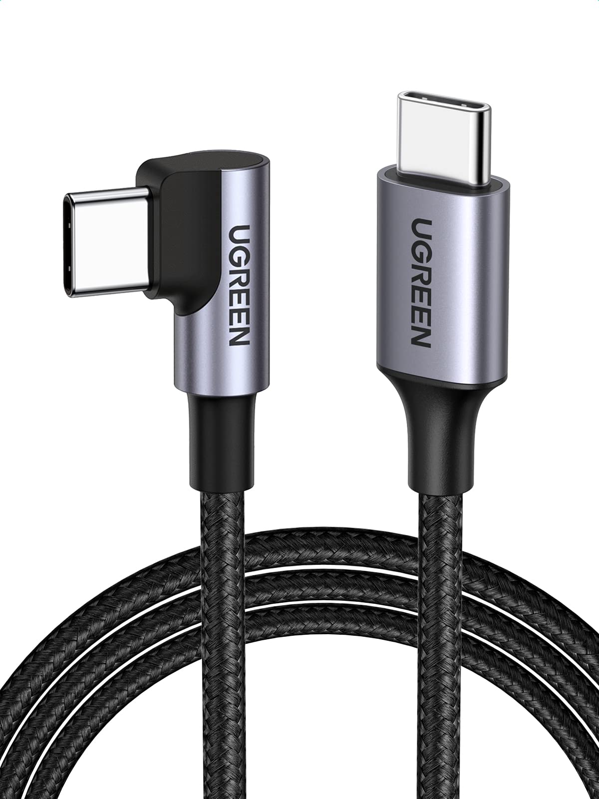 UGREEN USB C to USB C Cable Right Angle 90 Degree USB Type C Fast Charging Cord for MacBook Pro, PS5 Controller, Galaxy S21 S10 A51 A71 iPad Air Gen4，iPad Mini 6, Google Pixel 5 4A XL, 6 Feet